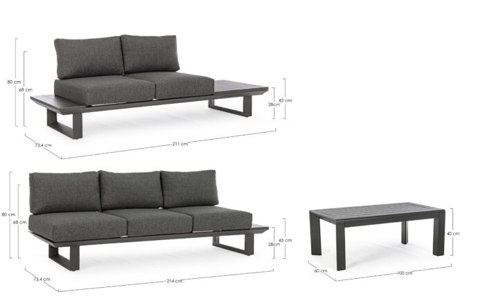 Set Salotto Ang.c-c Konnor Antracite Cx23 - immagine 12
