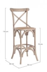 Sgabello Bar Cross Grigio Naturale - Imagen 2