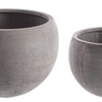 Set2 P.vaso Cement Sfera Grigio