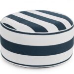 Blue-White Inflatable Striped Pouf