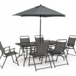 Pompei Anthracite Table+6 Chaises+ombr Set
