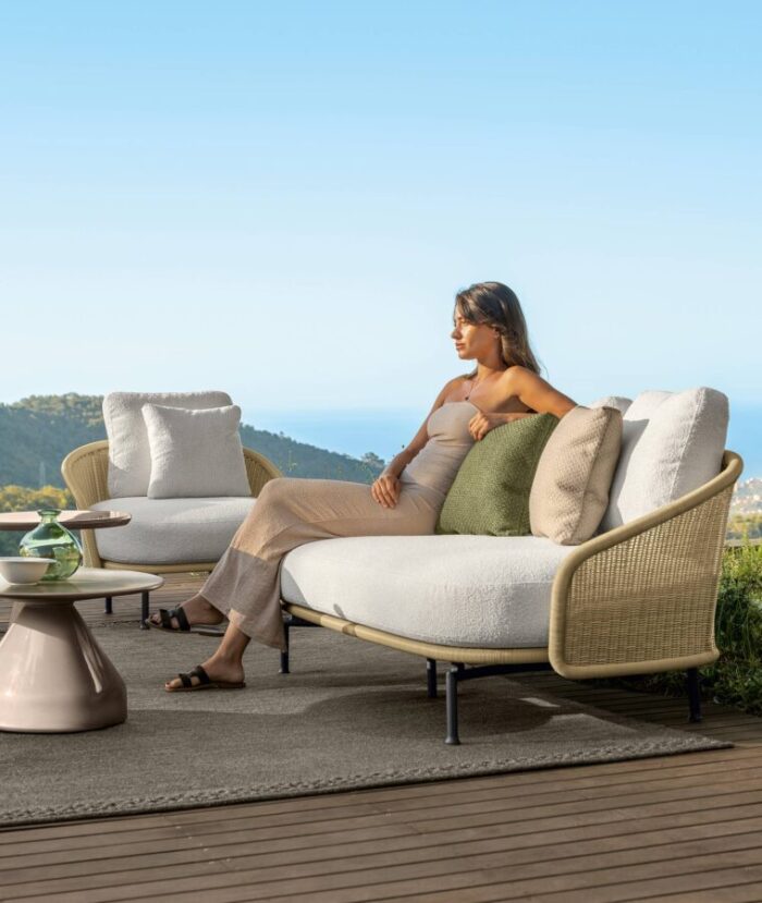 Poltrona Living Nido Graphite-Wicker fiber-Inkas white – Image 3
