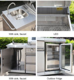 Cucina da Giardino in Acciaio con Barbecue, Lavello, Fornello e Frigorifero - immagine 13