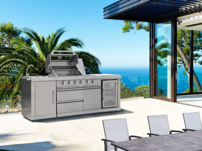 Cucina da Giardino in Acciaio con Barbecue, Lavello, Fornello e Frigorifero - Imagen 17