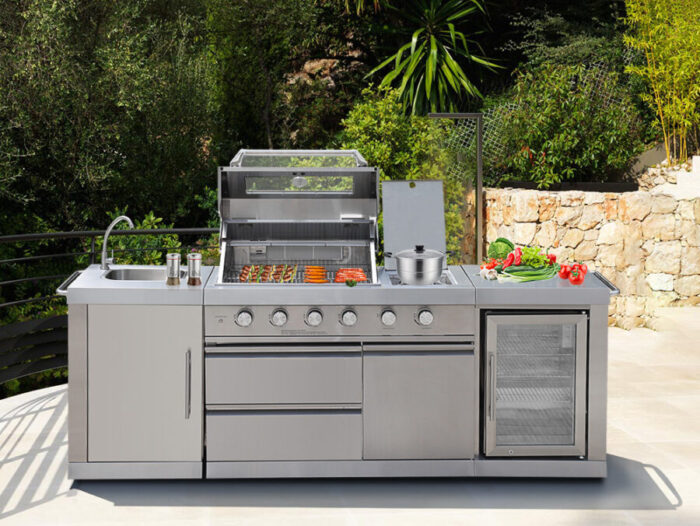 Cucina da Giardino in Acciaio con Barbecue, Lavello, Fornello e Frigorifero - Imagen 18