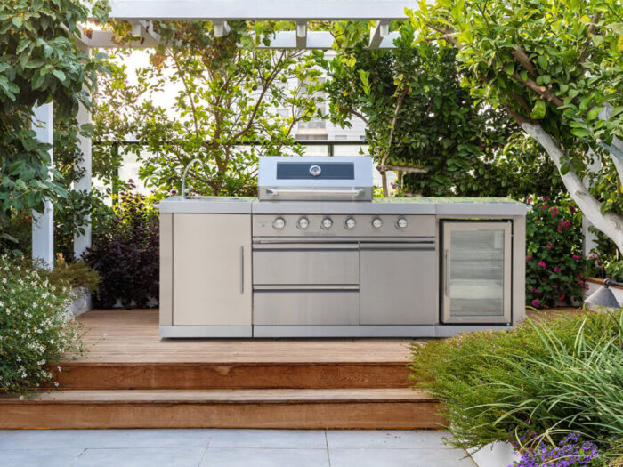 Cucina da Giardino in Acciaio con Barbecue, Lavello, Fornello e Frigorifero - Imagen 20