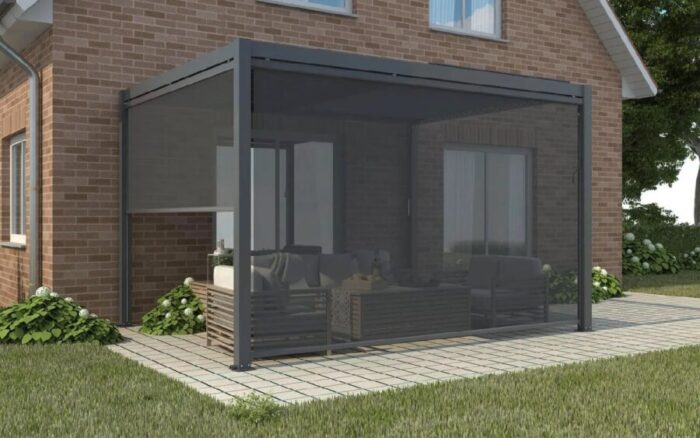 Moia Greenwood Tenda Oscurante Autoavvolgente per Pergola in Textilene 4 Mt Antracite – Bild 5