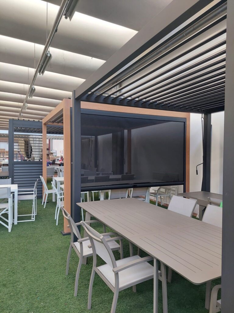 Moia Greenwood Tenda Oscurante Autoavvolgente per Pergola in Textilene 4 Mt Antracite – Bild 4