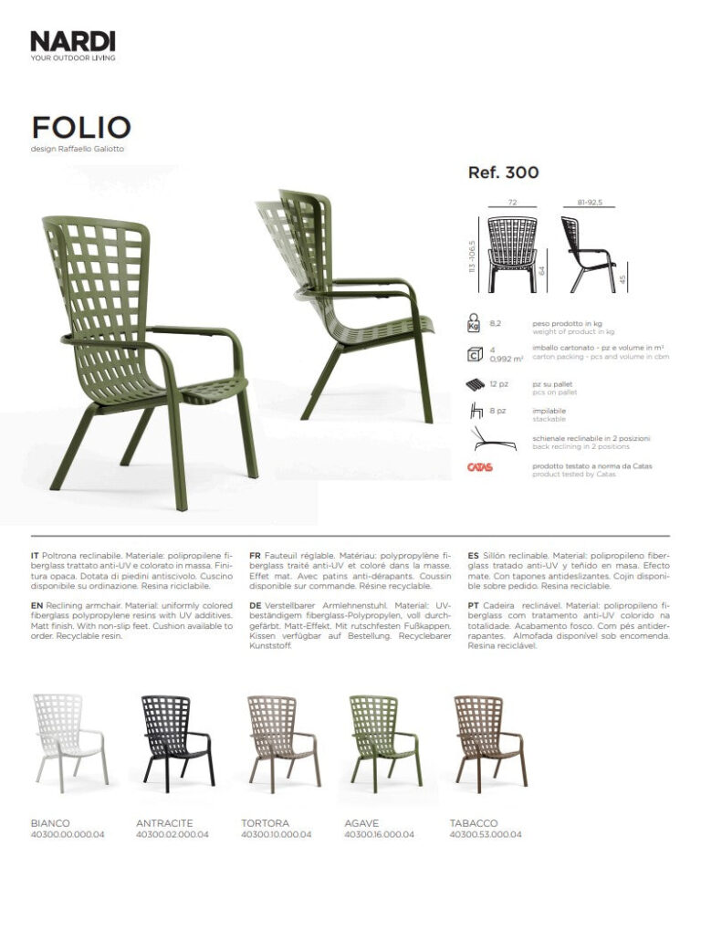 Poltrona Nardi Folio reclinabile e Nardi Folio Rocking a dondolo per giardino e veranda – Bild 6